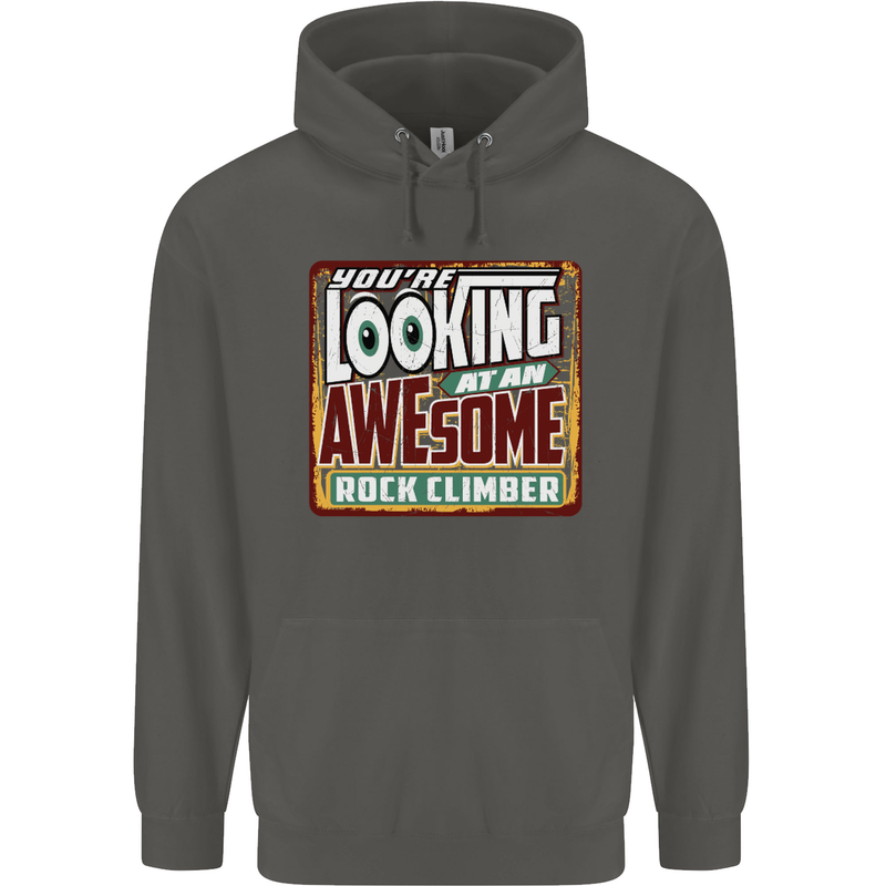 An Awesome Rock Climber Childrens Kids Hoodie Storm Grey
