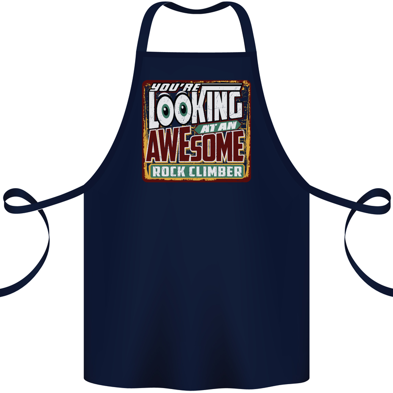 An Awesome Rock Climber Cotton Apron 100% Organic Navy Blue