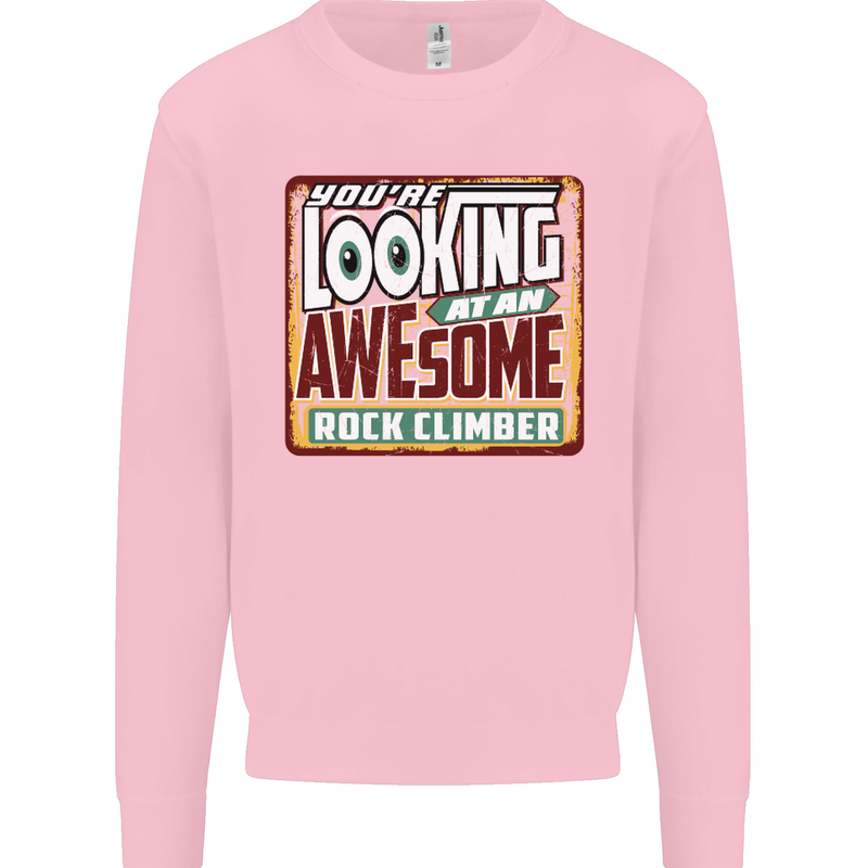 An Awesome Rock Climber Kids Sweatshirt Jumper Light Pink