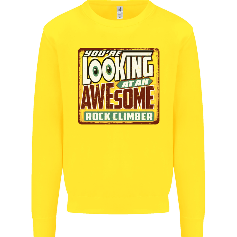 An Awesome Rock Climber Kids Sweatshirt Jumper Yellow