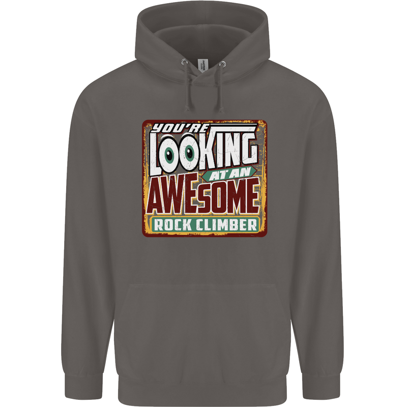 An Awesome Rock Climber Mens 80% Cotton Hoodie Charcoal