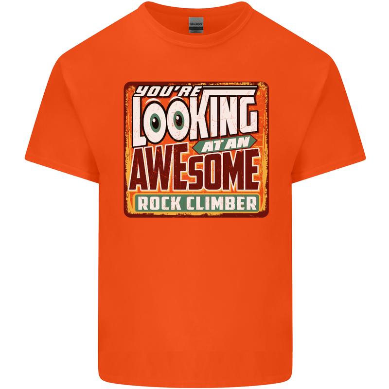 An Awesome Rock Climber Mens Cotton T-Shirt Tee Top Orange