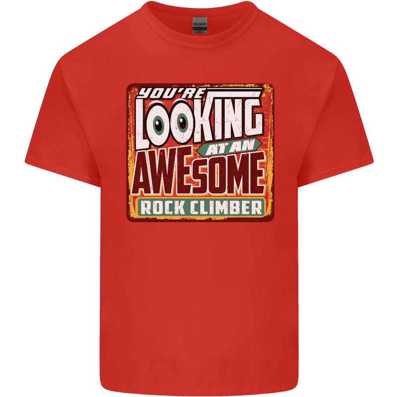 An Awesome Rock Climber Mens Cotton T-Shirt Tee Top Red
