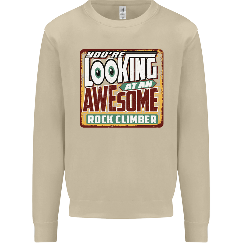 An Awesome Rock Climber Mens Sweatshirt Jumper Sand