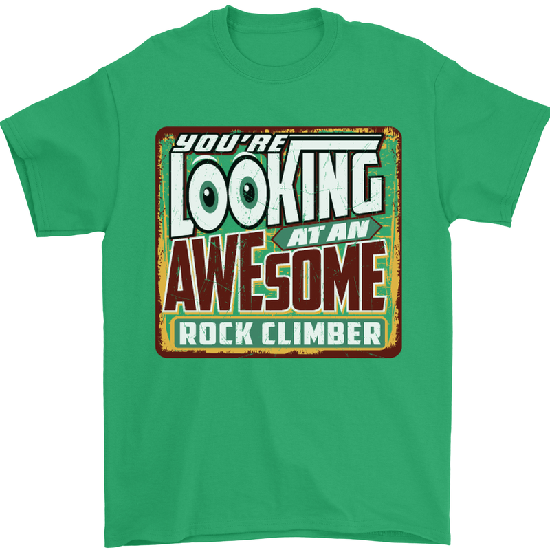 An Awesome Rock Climber Mens T-Shirt Cotton Gildan Irish Green
