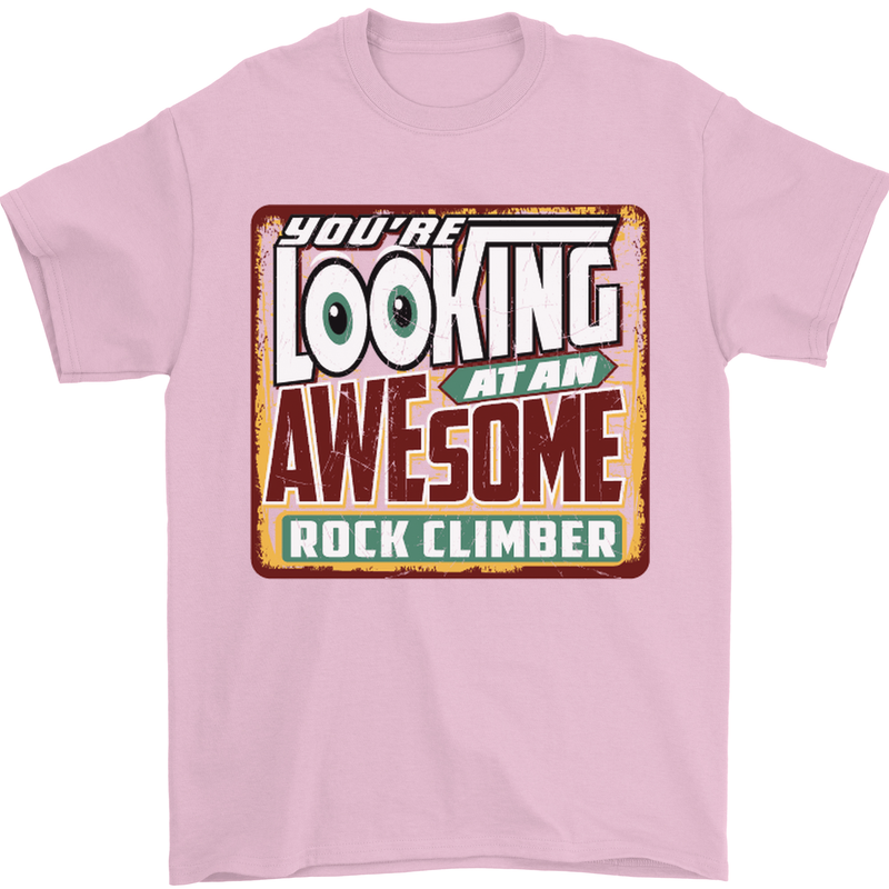 An Awesome Rock Climber Mens T-Shirt Cotton Gildan Light Pink