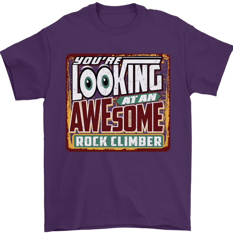 An Awesome Rock Climber Mens T-Shirt Cotton Gildan Purple