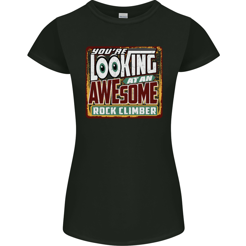 An Awesome Rock Climber Womens Petite Cut T-Shirt Black