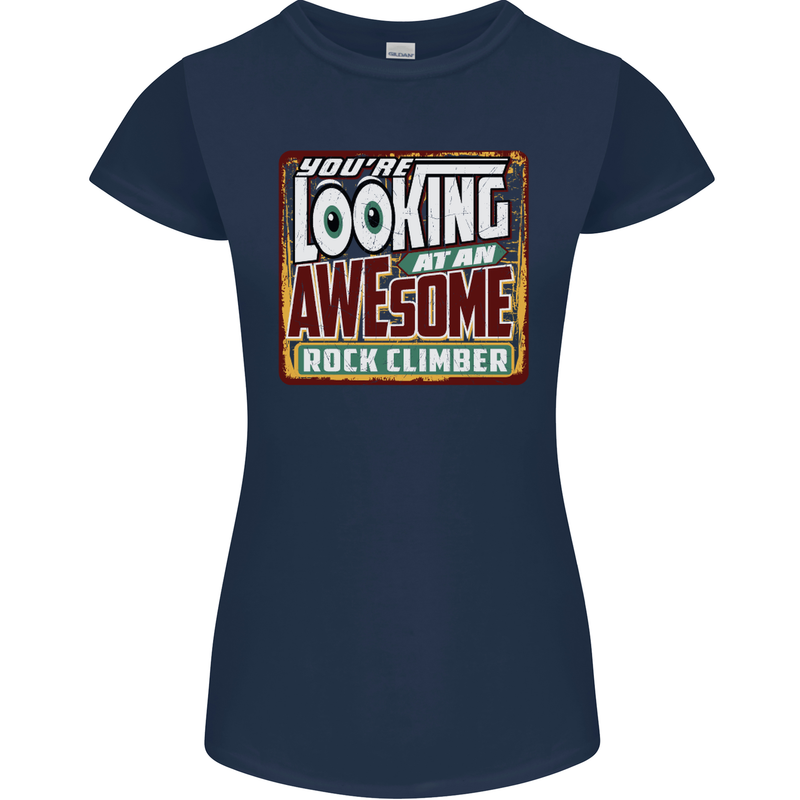 An Awesome Rock Climber Womens Petite Cut T-Shirt Navy Blue