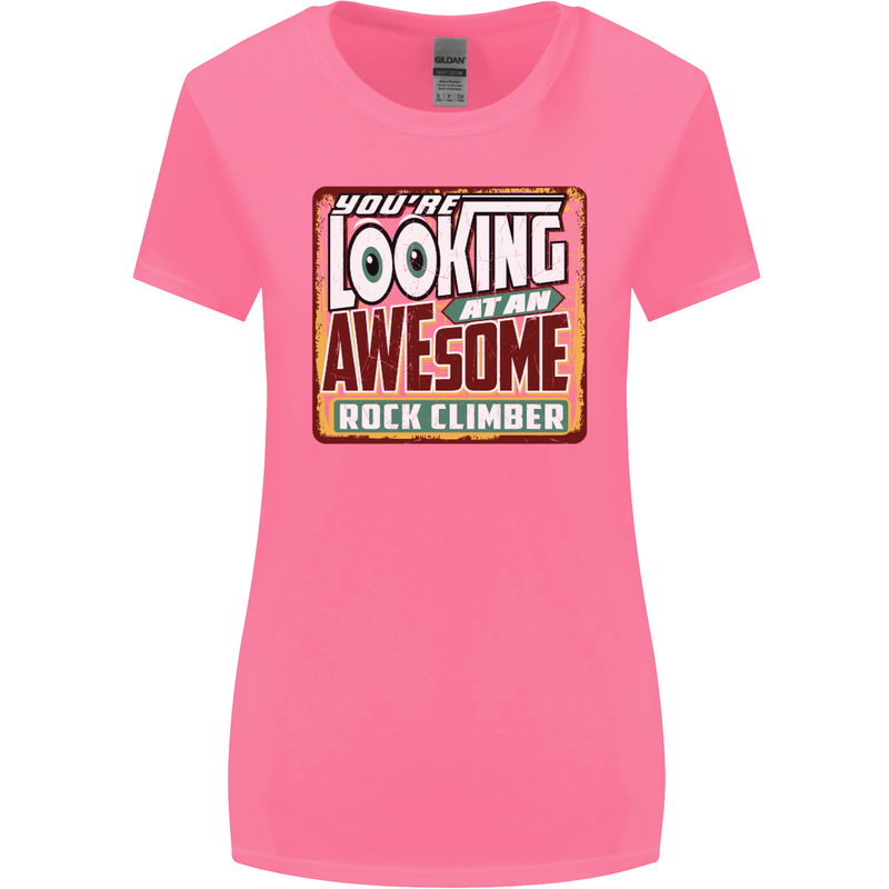 An Awesome Rock Climber Womens Wider Cut T-Shirt Azalea