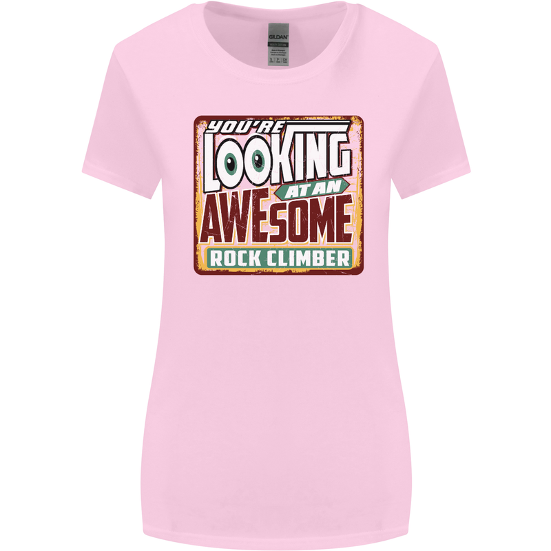 An Awesome Rock Climber Womens Wider Cut T-Shirt Light Pink