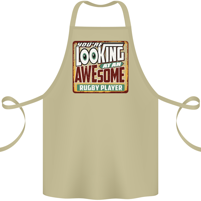An Awesome Rugby Player Funny Union Cotton Apron 100% Organic Khaki