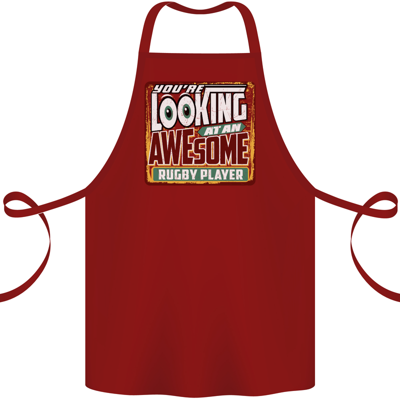 An Awesome Rugby Player Funny Union Cotton Apron 100% Organic Maroon