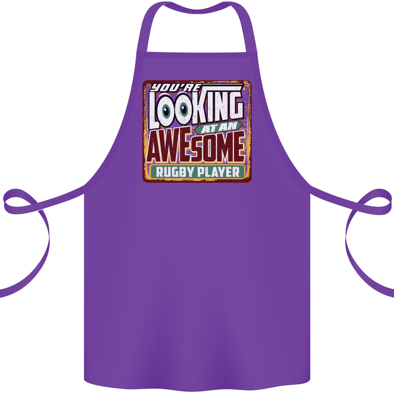 An Awesome Rugby Player Funny Union Cotton Apron 100% Organic Purple