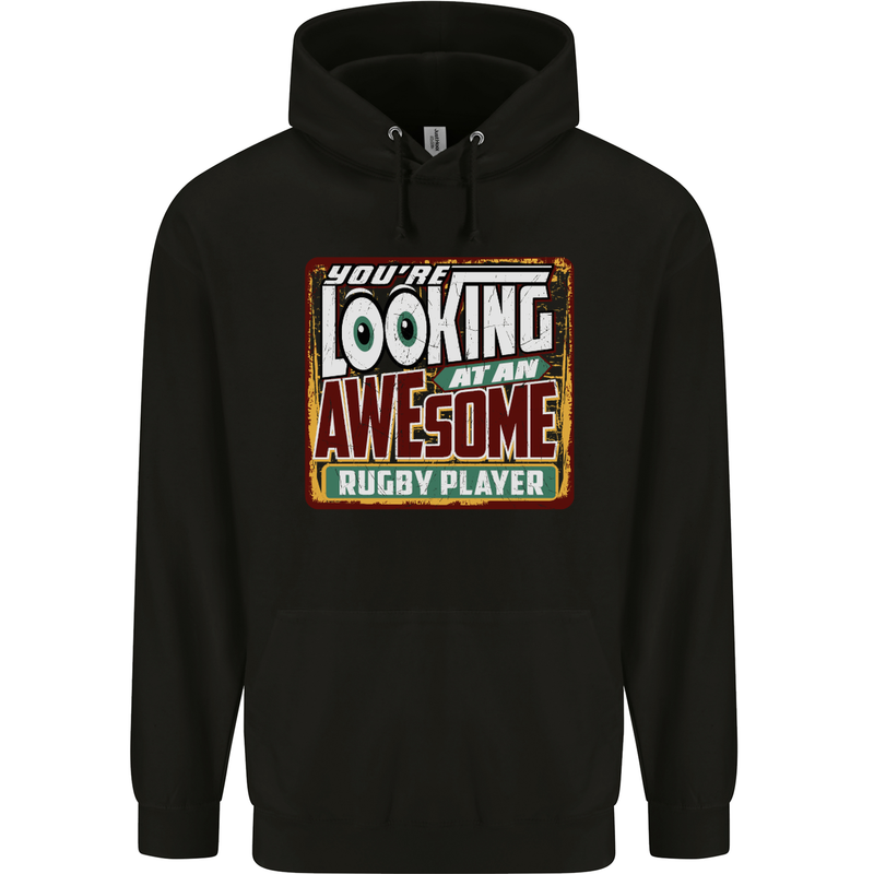 An Awesome Rugby Player Funny Union Mens 80% Cotton Hoodie Black