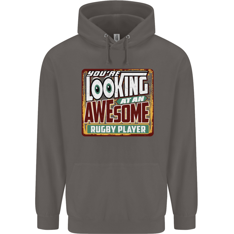 An Awesome Rugby Player Funny Union Mens 80% Cotton Hoodie Charcoal