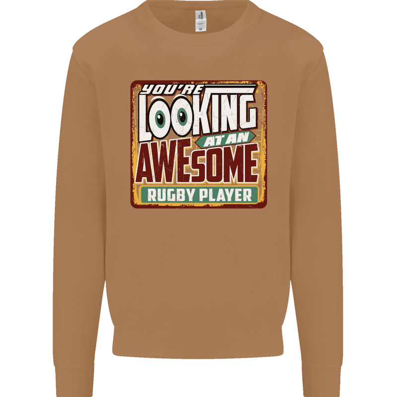 An Awesome Rugby Player Funny Union Mens Sweatshirt Jumper Caramel Latte