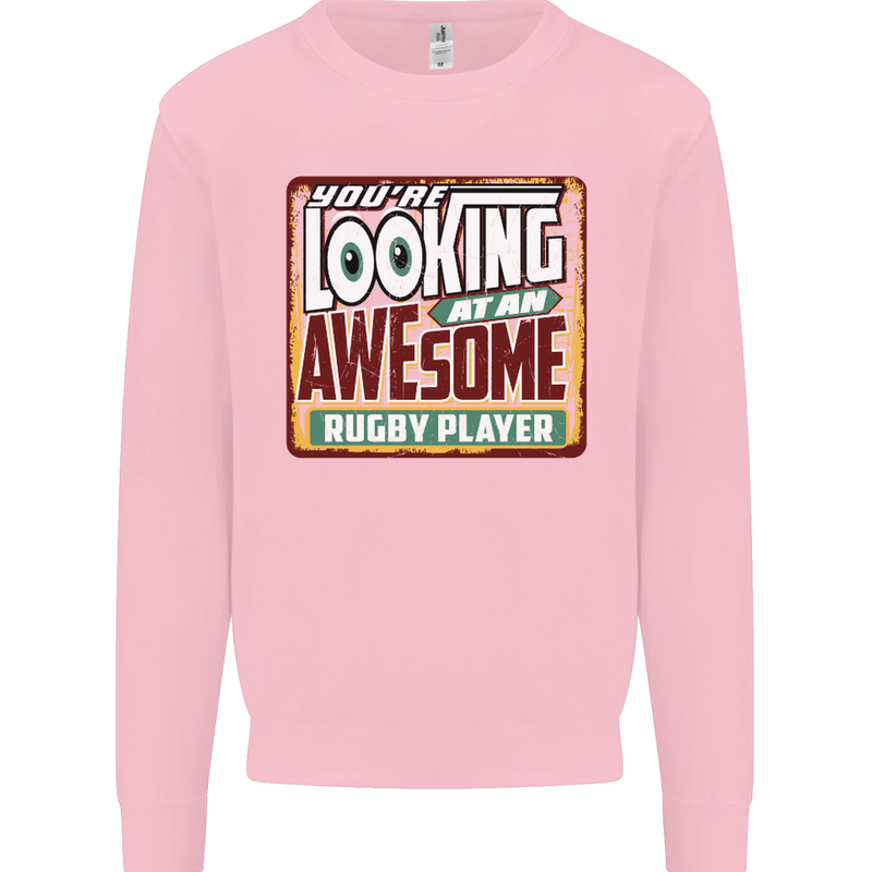 An Awesome Rugby Player Funny Union Mens Sweatshirt Jumper Light Pink