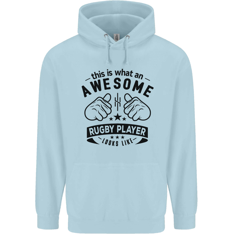 An Awesome Rugby Player Looks Like Union Childrens Kids Hoodie Light Blue