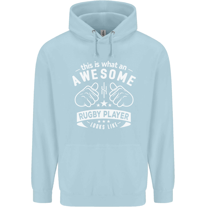 An Awesome Rugby Player Looks Like Union Childrens Kids Hoodie Light Blue