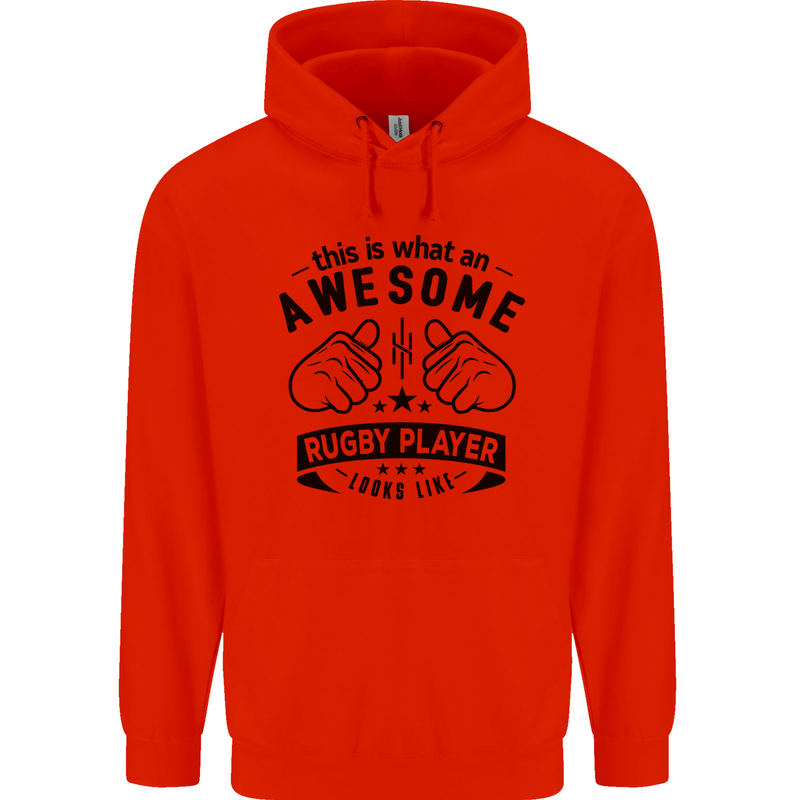 An Awesome Rugby Player Looks Like Union Mens 80% Cotton Hoodie Bright Red