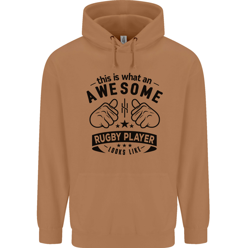 An Awesome Rugby Player Looks Like Union Mens 80% Cotton Hoodie Caramel Latte