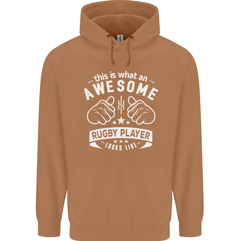 An Awesome Rugby Player Looks Like Union Mens 80% Cotton Hoodie Caramel Latte