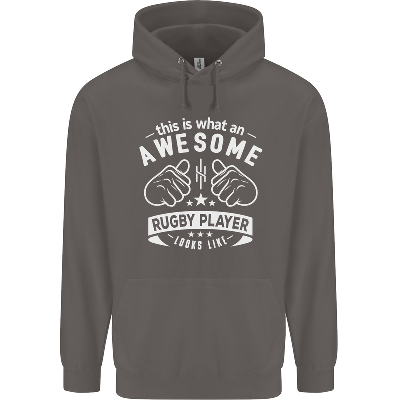 An Awesome Rugby Player Looks Like Union Mens 80% Cotton Hoodie Charcoal