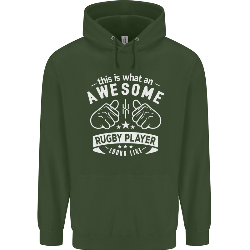 An Awesome Rugby Player Looks Like Union Mens 80% Cotton Hoodie Forest Green