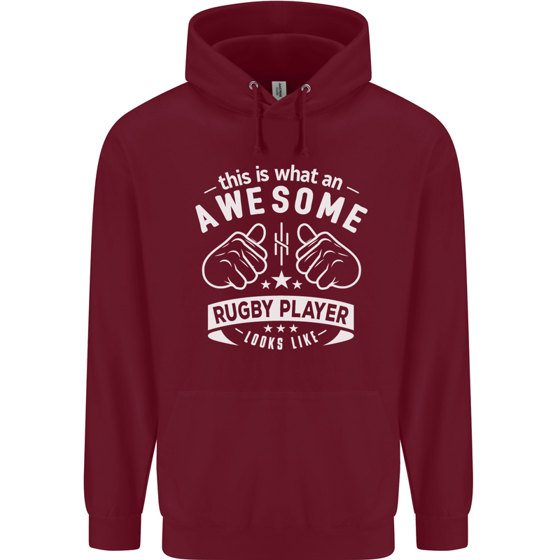 An Awesome Rugby Player Looks Like Union Mens 80% Cotton Hoodie Maroon