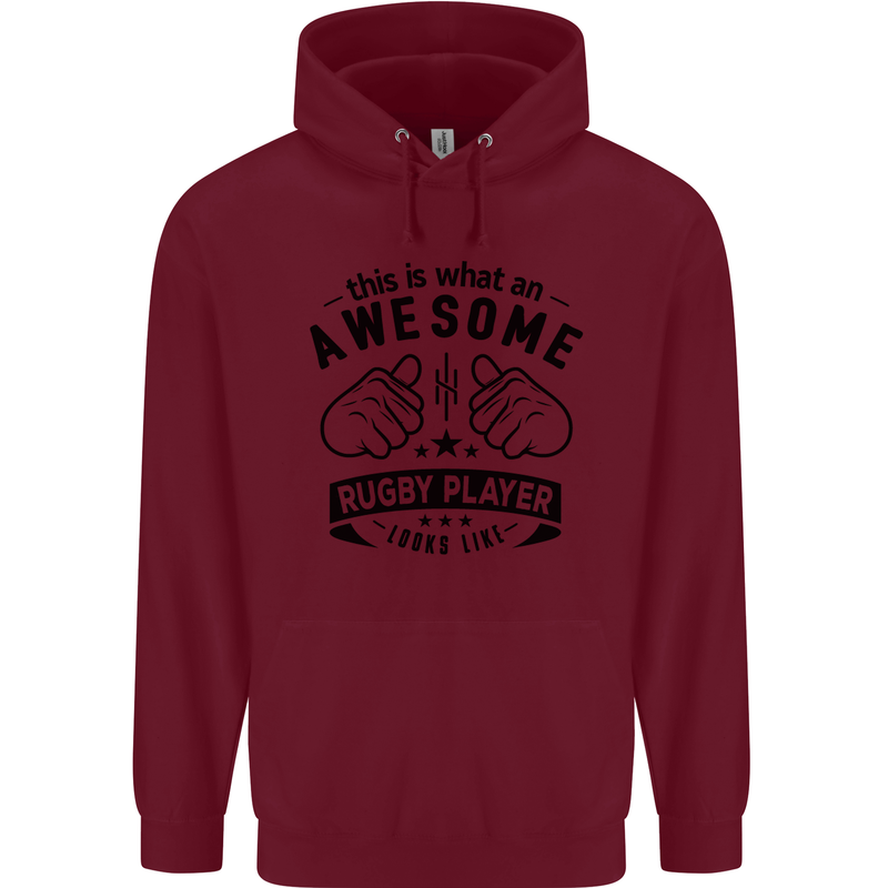 An Awesome Rugby Player Looks Like Union Mens 80% Cotton Hoodie Maroon