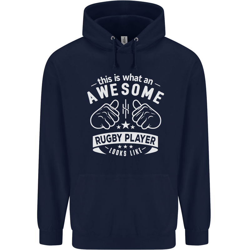 An Awesome Rugby Player Looks Like Union Mens 80% Cotton Hoodie Navy Blue