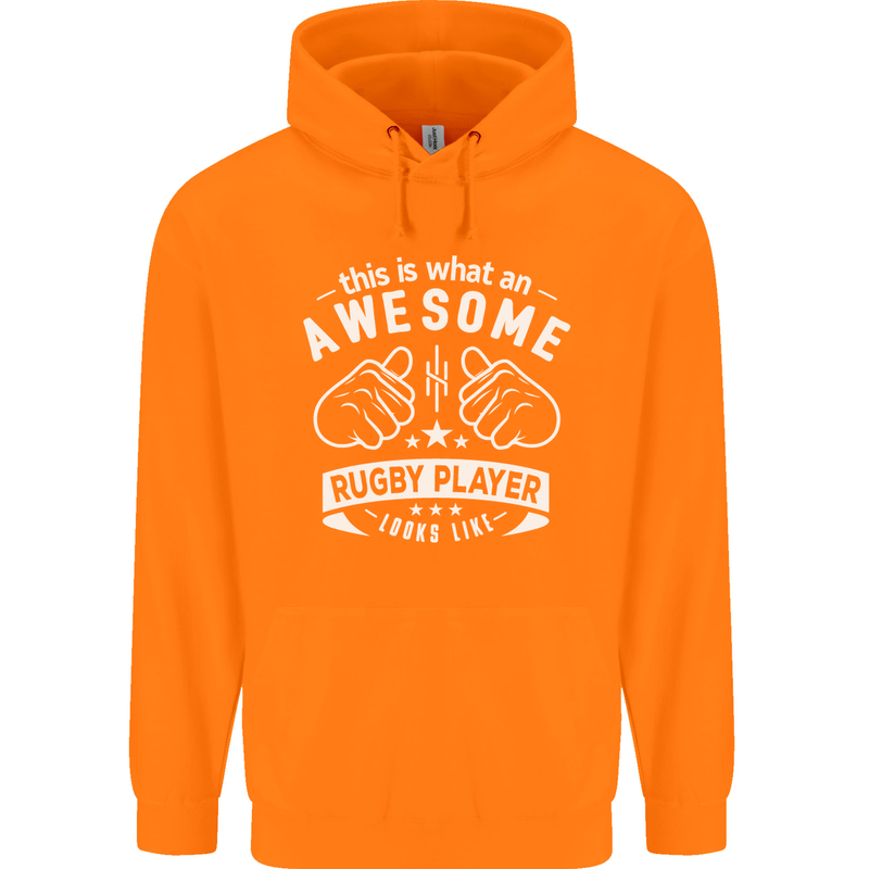 An Awesome Rugby Player Looks Like Union Mens 80% Cotton Hoodie Orange