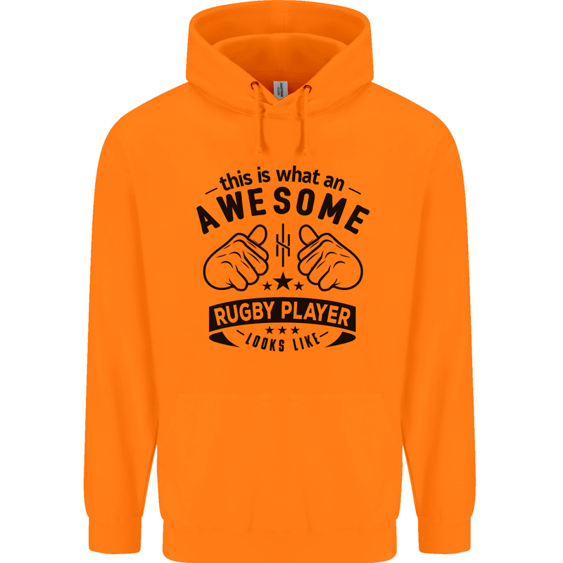 An Awesome Rugby Player Looks Like Union Mens 80% Cotton Hoodie Orange