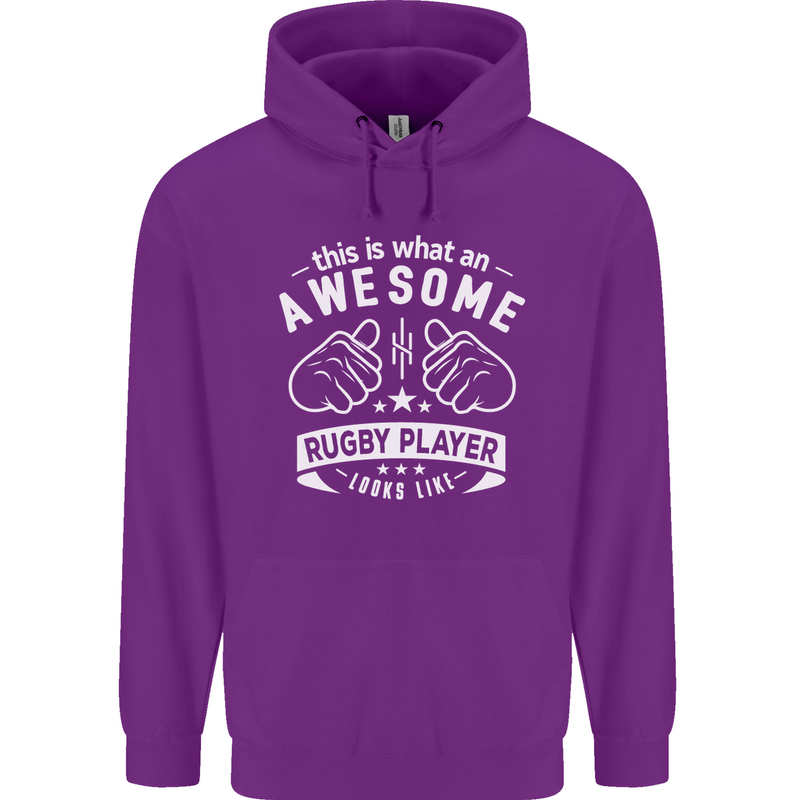 An Awesome Rugby Player Looks Like Union Mens 80% Cotton Hoodie Purple