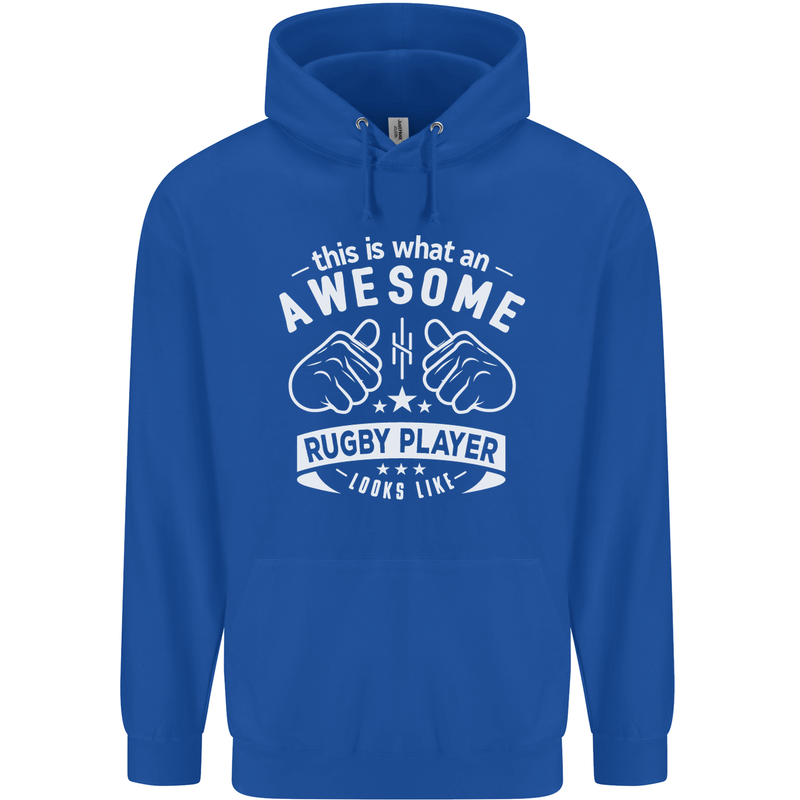 An Awesome Rugby Player Looks Like Union Mens 80% Cotton Hoodie Royal Blue
