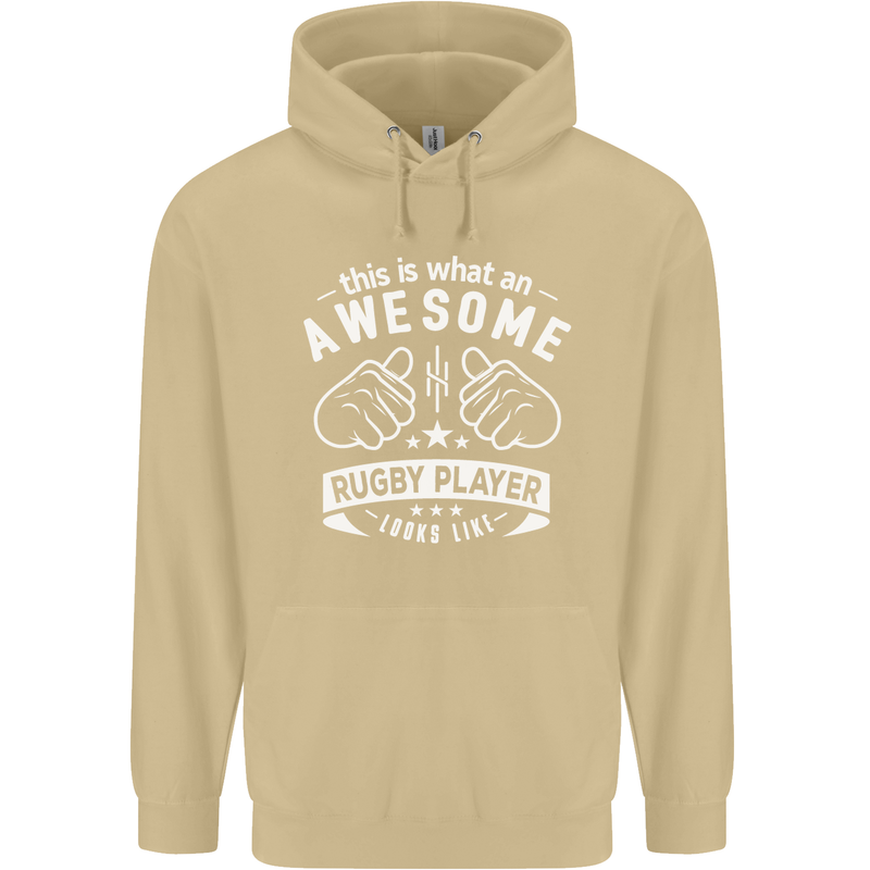 An Awesome Rugby Player Looks Like Union Mens 80% Cotton Hoodie Sand