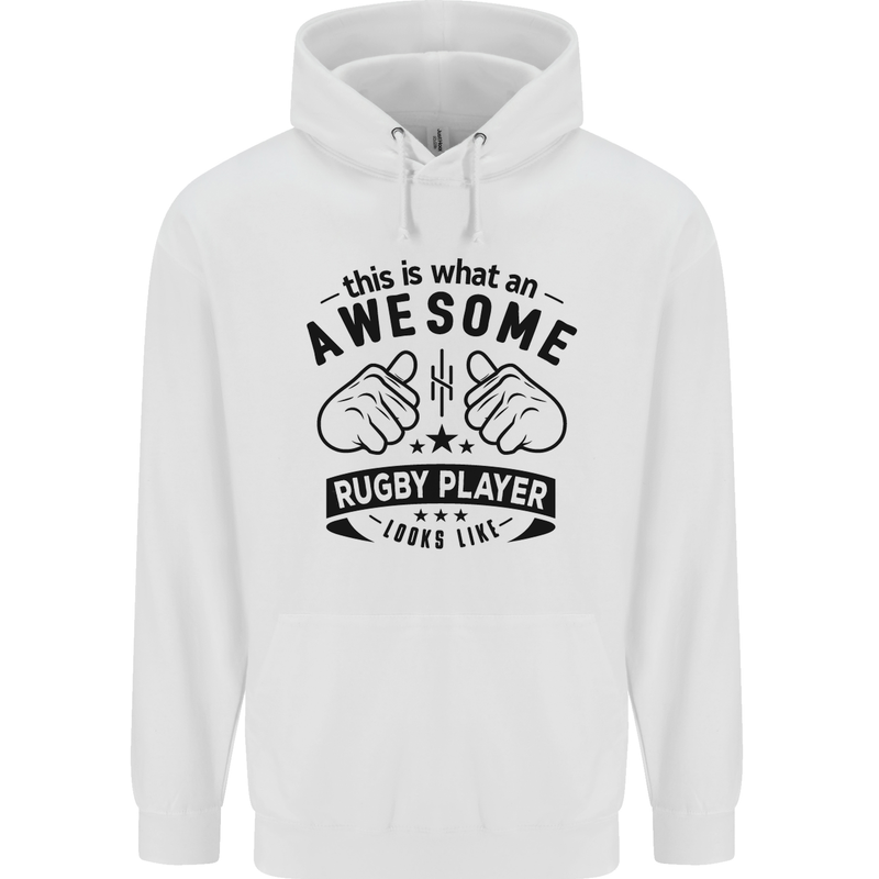 An Awesome Rugby Player Looks Like Union Mens 80% Cotton Hoodie White