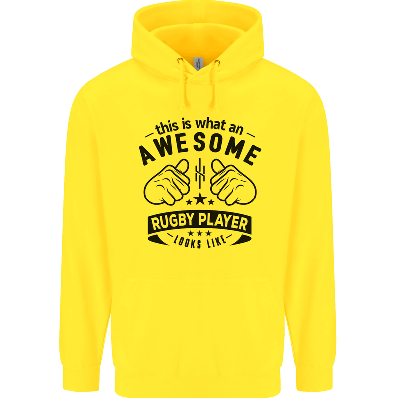An Awesome Rugby Player Looks Like Union Mens 80% Cotton Hoodie Yellow