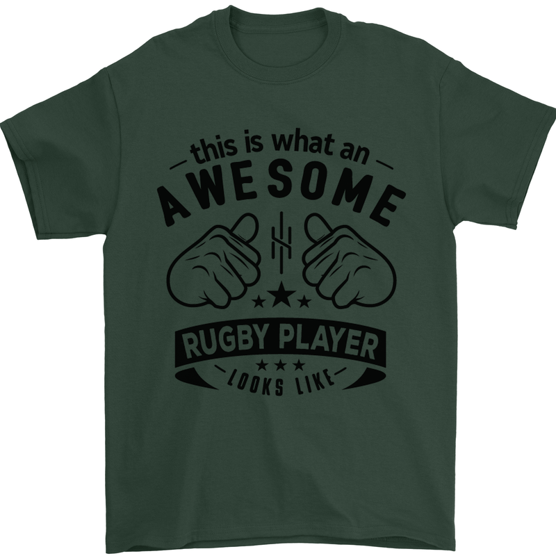 An Awesome Rugby Player Looks Like Union Mens T-Shirt Cotton Gildan Forest Green
