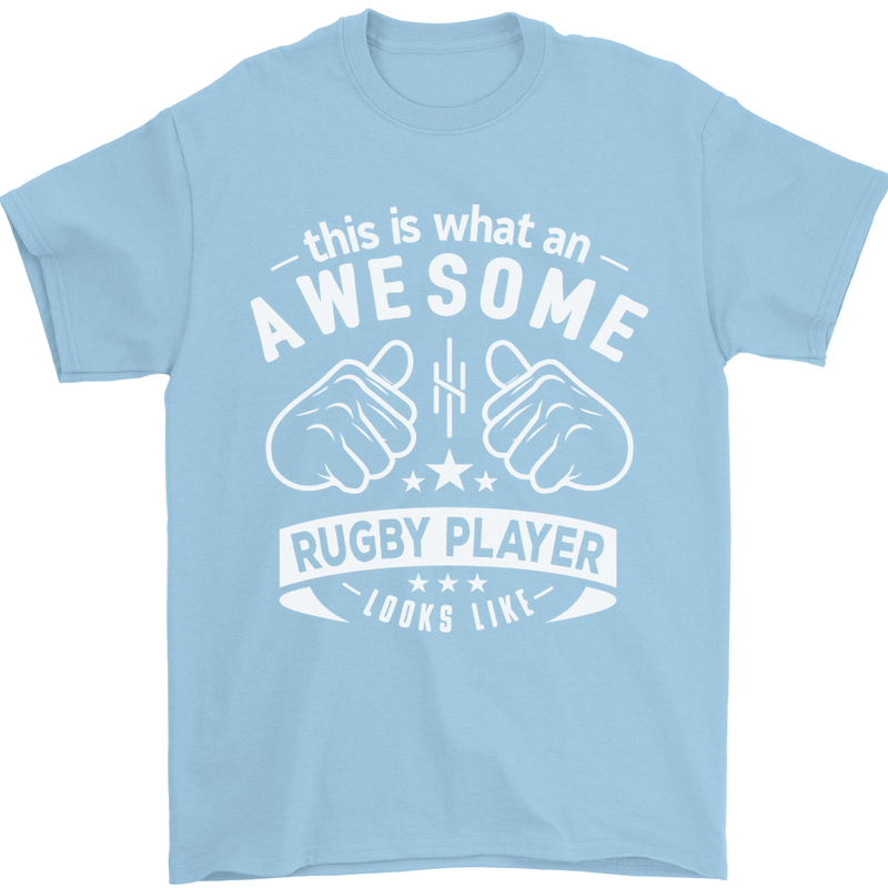 An Awesome Rugby Player Looks Like Union Mens T-Shirt Cotton Gildan Light Blue