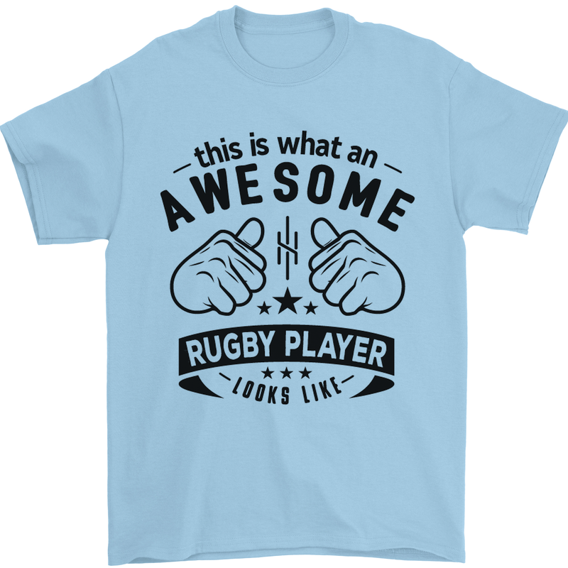 An Awesome Rugby Player Looks Like Union Mens T-Shirt Cotton Gildan Light Blue