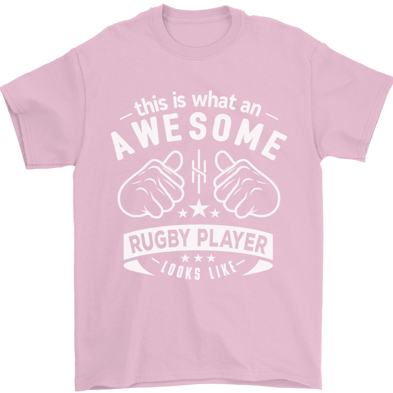 An Awesome Rugby Player Looks Like Union Mens T-Shirt Cotton Gildan Light Pink