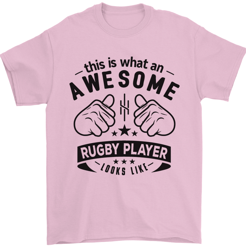 An Awesome Rugby Player Looks Like Union Mens T-Shirt Cotton Gildan Light Pink