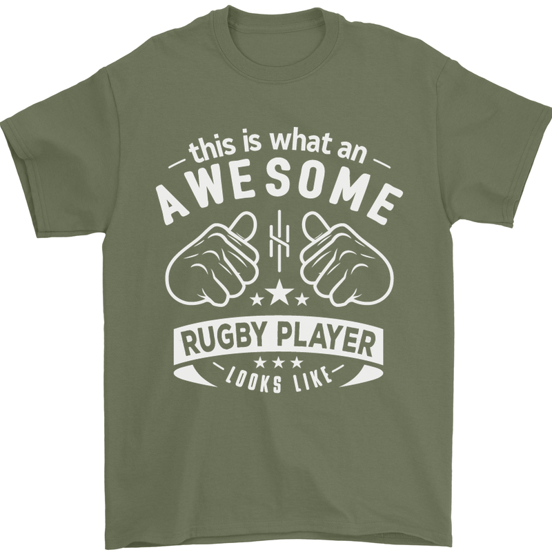 An Awesome Rugby Player Looks Like Union Mens T-Shirt Cotton Gildan Military Green