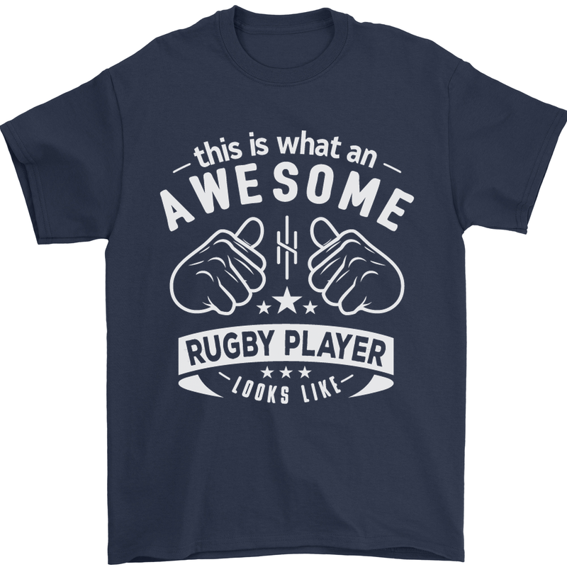 An Awesome Rugby Player Looks Like Union Mens T-Shirt Cotton Gildan Navy Blue