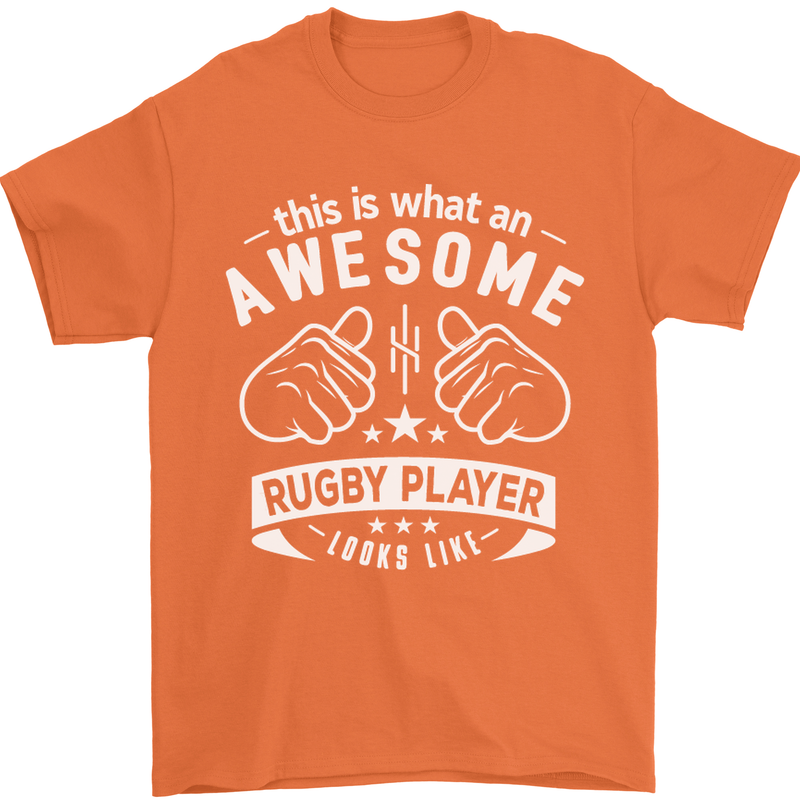 An Awesome Rugby Player Looks Like Union Mens T-Shirt Cotton Gildan Orange