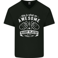 An Awesome Rugby Player Looks Like Union Mens V-Neck Cotton T-Shirt Black