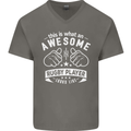 An Awesome Rugby Player Looks Like Union Mens V-Neck Cotton T-Shirt Charcoal