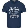 An Awesome Rugby Player Looks Like Union Mens V-Neck Cotton T-Shirt Navy Blue